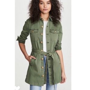 L’Agence Samantha Belted Coat in Army Green.